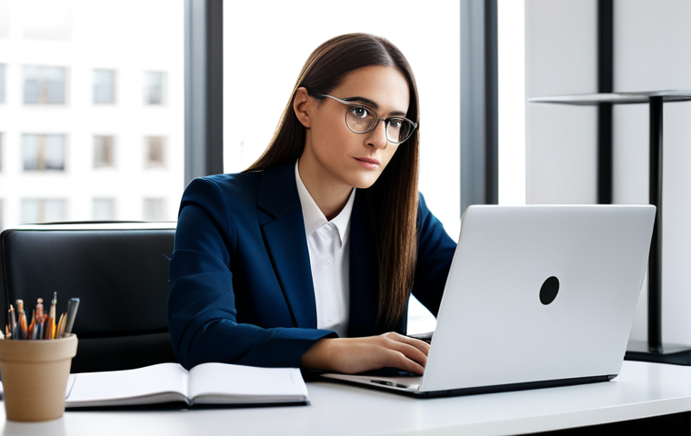 A professional business person, gender-neutral, wearing a modest business suit, fully clothed, in a modern, minimalist office. The person is looking confidently at a sleek laptop on a professional desk, with a clear, focused expression, symbolizing mastery over information overload. Soft, natural light illuminates the scene, suggesting clarity. Perfect anatomy, correct proportions, natural pose, well-formed hands, proper finger count, professional photography, high quality, sharp focus, vibrant colors, safe for work, appropriate content, professional, family-friendly.
