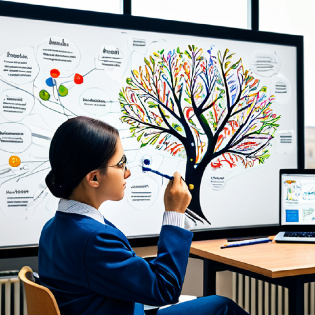 **

"A student in a professional and modest outfit, focused on a mind map filled with keywords and colorful branches, surrounded by books and digital tools. Study environment. Fully clothed, appropriate attire, safe for work, perfect anatomy, natural proportions, educational, family-friendly, high quality."

**