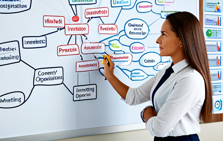 속독을 위한 마인드맵 활용법 - Business Strategy Mind Map**
"A professional businesswoman in appropriate attire, standing in front...